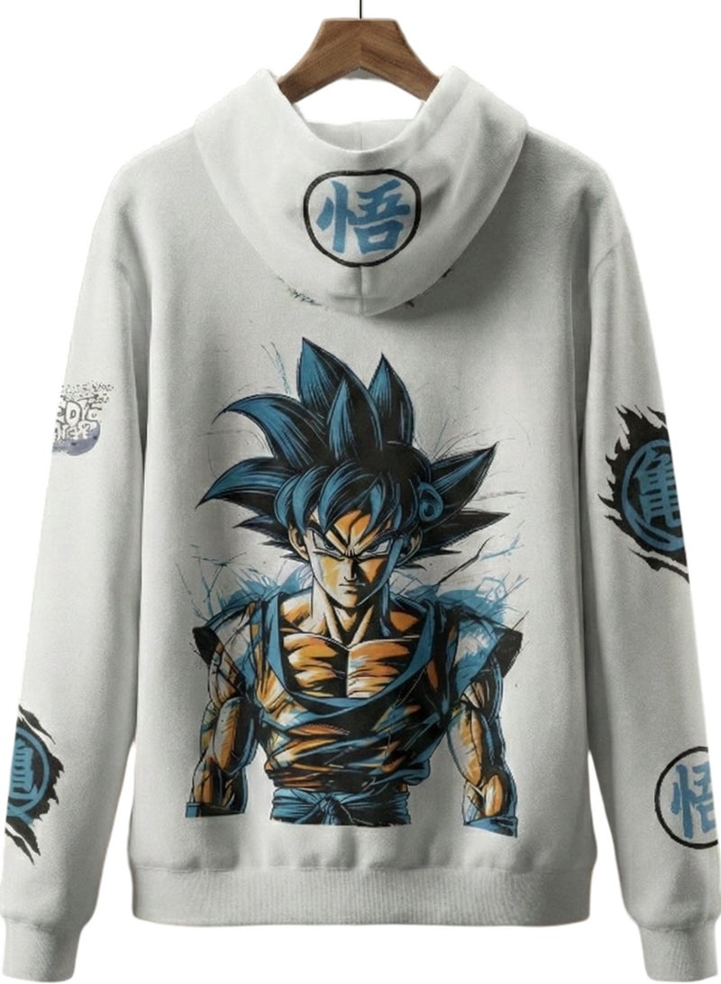 Dragon Ball Goku Graphic Hoodie – White Anime Streetwear Pullover (Unisex) - Image 4